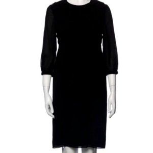 Burberry Black Silk Dress with Bib Front and Epaulettes